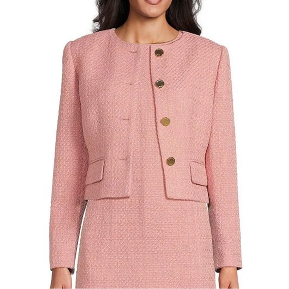NWT P&Y Margaret pink tweed button front jacket 14 - Picture 1 of 14